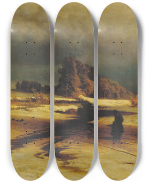 Triptych art skateboard deck of Fyodor Vasilyev Thaw by Fyodor Vasilyev (1850-1873)