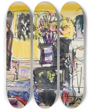 Triptych art skateboard deck of Ernst Ludwig Kirchner Bohme Moderne by Ernst Ludwig Kirchner (1880-1938)