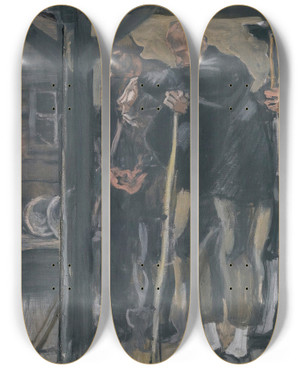 Triptych art skateboard deck of Albin Egger Lienz The Adoration by Albin Egger Lienz (1868-1926)