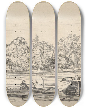 Triptych art skateboard deck of Arthur Evershed At Twickenham by Arthur Evershed