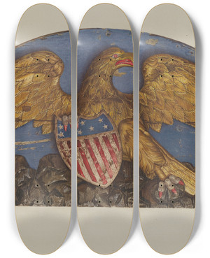 Triptych art skateboard deck of American 20Th Century Sternpiece Eagle by American 20Th Century