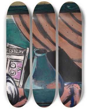 Triptych art skateboard deck of Max Beckmann Stilleben Mit Gestrzter Kerze by Max Beckmann (1884-1950)