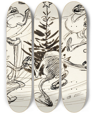 Triptych art skateboard deck of Albert Engstrm Notes by Albert Engstrom (1869-1940)