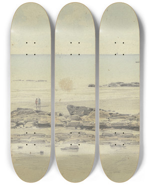Triptych art skateboard deck of Fritz Bamberger Kste Bei Saint Leonardsonsea by Fritz Bamberger (1814-1873)