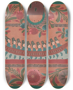 Triptych art skateboard deck of Dp Jones Chest_1 by D.P. Jones