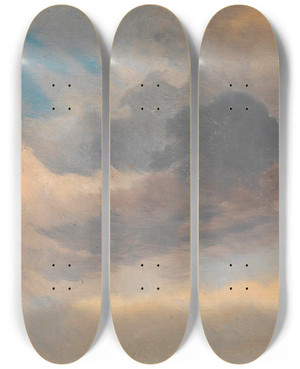 Triptych art skateboard deck of Adalbert Stifter Wolkenstudie Zu Kirchschlag by Adalbert Stifter (1805-1868)