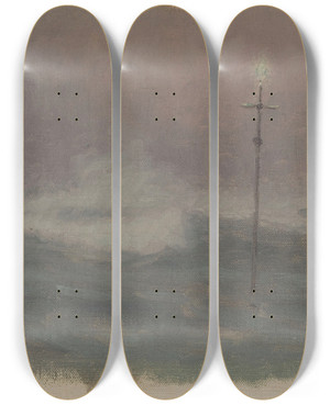 Triptych art skateboard deck of Henrybrokman Croix Et Vague Bretagne_2 by HenryBrokman (1868-1933)
