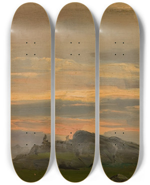 Triptych art skateboard deck of Amaldus Nielsen Stemning by Amaldus Nielsen (1838-1932)