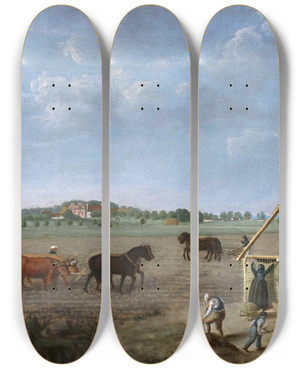 Triptych art skateboard deck of Carl Conrad Dahlberg Spring Stra Vemmenhg Scania by Carl Conrad Dahlberg (1805-1870)
