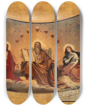 Triptych art skateboard deck of Abel De Pujol Le Pre Ternel Le Christ Et La Vierge by Abel de Pujol (1785-1861)