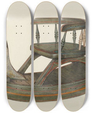 Triptych art skateboard deck of Mina Lowry Rocking Horse_1 by Mina Lowry (1894-1942)
