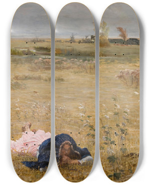 Triptych art skateboard deck of Jacek Malczewski In Autumn by Jacek Malczewski (1854-1929)