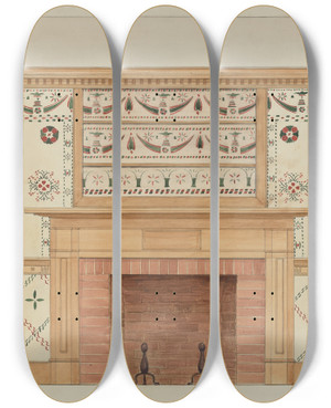 Triptych art skateboard deck of Ray Holden Stencilled Ballroom by Ray Holden