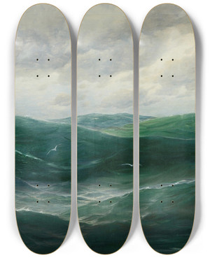 Triptych art skateboard deck of Max Jensen Choppy Seas by Max Jensen (1860-1907)