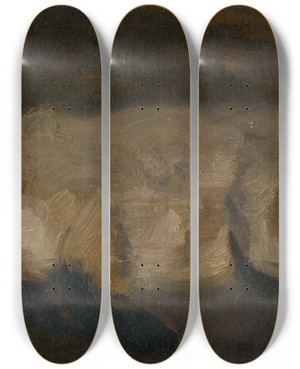 Triptych art skateboard deck of Udovt Pitthordt Dead Fox by udovt Pitthordt (1860-1946)