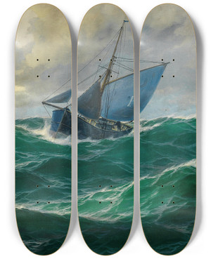 Triptych art skateboard deck of Max Jensen Marinestck by Max Jensen (1860-1907)