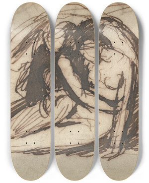 Triptych art skateboard deck of George Romney Caladon And Amelia by George Romney (1734-1802)