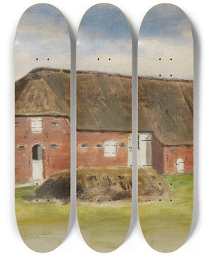 Triptych art skateboard deck of Carl Ludwig Jessen Gehft In Deezbll by Carl Ludwig Jessen (1833-1917)