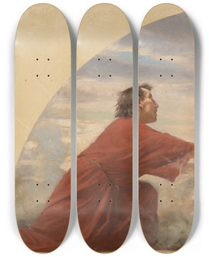 Triptych art skateboard deck of Carl Johann Peyfuss Lunette Fr Den Justizpalast_2 by Carl Johann Peyfuss (1865-1932)