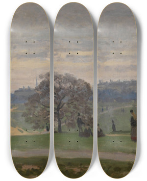 Triptych art skateboard deck of Claude Monet Hyde Park London by Claude Monet (1840-1926)