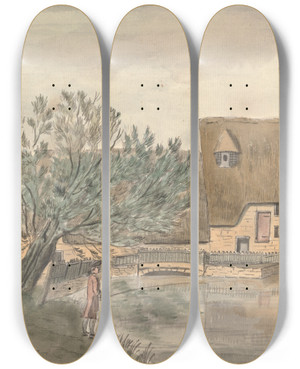 Triptych art skateboard deck of Capt Francis Grose Nun Mill Northamptonshire by Capt Francis Grose (1731-1791)