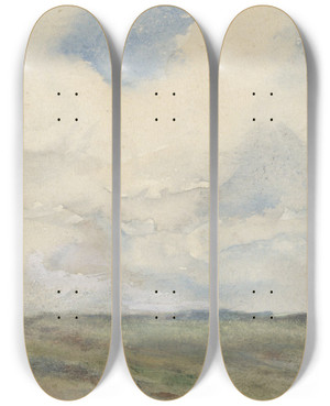 Triptych art skateboard deck of Frans Smissaert Duinlandschap Bij Storm by Frans Smissaert (1862-1944)
