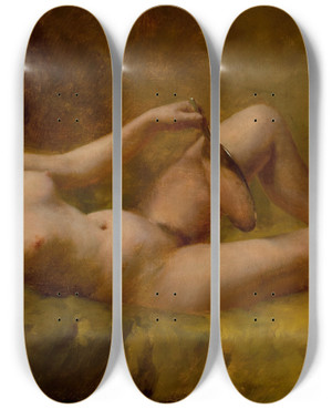 Triptych art skateboard deck of Charles Frederick Ulrich Vanitas_2 by Charles Frederick Ulrich (1858-1908)