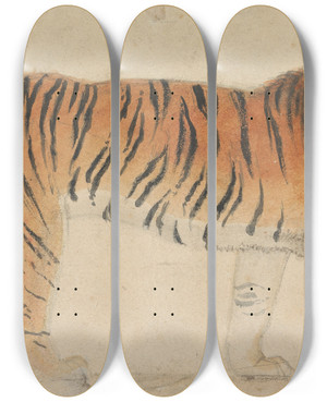 Triptych art skateboard deck of Thomas Stothard A Tiger by Thomas Stothard (1755-1834)