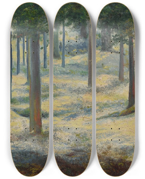 Triptych art skateboard deck of Joaqun Clausell Bosque En El Otoo by Joaquin Clausell (1866-1935)