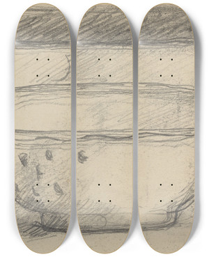 Triptych art skateboard deck of Paul Czanne Wash Basin And Scent Bottle Recto by Paul Cezanne (1839-1906)