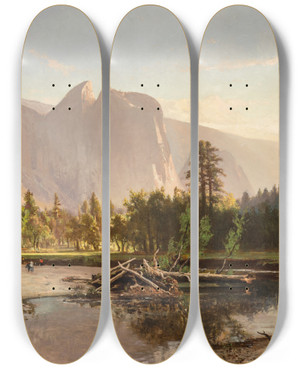 Triptych art skateboard deck of William Keith Yosemite Valley by William Keith (1838-1911)