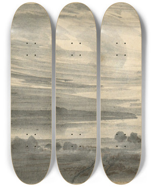 Triptych art skateboard deck of Robert Walter Weir Landscape Withlake by Robert Walter Weir (1803-1889)