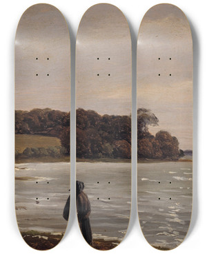Triptych art skateboard deck of Carlo Dalgas Ved Prst Fjord I Blst by Carlo Dalgas (1821-1851)