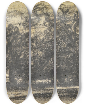 Triptych art skateboard deck of John Varley Study Of Trees by John Varley (1778-1842)