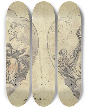 Triptych art skateboard deck of Joseph Hartmann Zwei Kartuschen Mit Den Heiligen Ambrosius Und Augustinus by Joseph Hartmann
