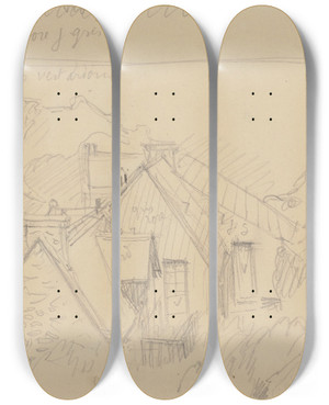 Triptych art skateboard deck of Maurice Denis Tude Pour Temps Gris Silencio by Maurice Denis (1870-1943)