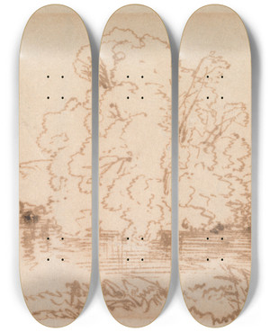 Triptych art skateboard deck of Thomas Creswick Ed Bucks by Thomas Creswick (1811-1869)