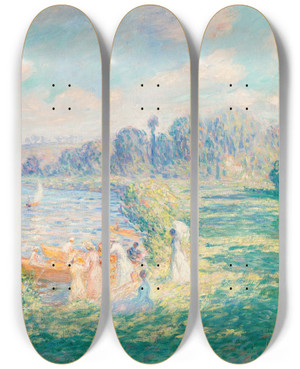 Triptych art skateboard deck of Henri Lebasque Sur Les Bords De La Marne by Henri Lebasque (1865-1937)