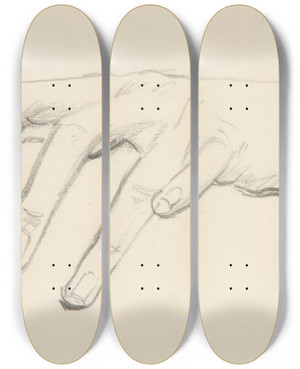 Triptych art skateboard deck of John Singer Sargent Study Of Ahand by John Singer Sargent (1856-1925)