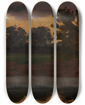 Triptych art skateboard deck of Jan Stanislawski Landscape_3 by Jan Stanislawski (1860-1907)