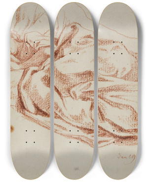 Triptych art skateboard deck of Daniel Nikolaus Chodowiecki Schlafendes Junges Mdchen Im Bett_1 by Daniel Nikolaus Chodowiecki (1726-1801)