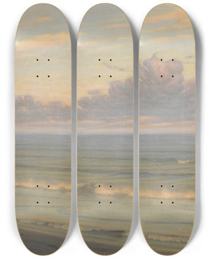 Triptych art skateboard deck of Thomas Alexander Harrison Beach At Sunset by Thomas Alexander Harrison