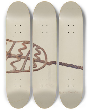 Triptych art skateboard deck of Adele Brooks Wrought Iron Broiler by Adele Brooks