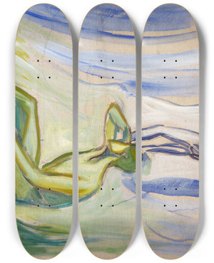 Triptych art skateboard deck of Edvard Munch Men Turning Towards The Sun_1 by Edvard Munch (1863-1944)
