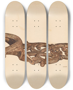 Triptych art skateboard deck of Doris Hollingsworth Bootjack by Doris Hollingsworth