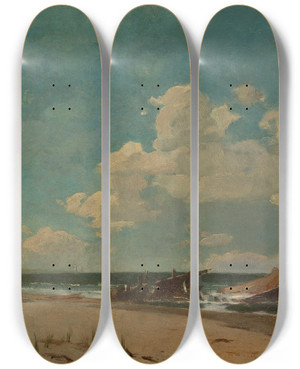 Triptych art skateboard deck of Emil Carlsen Nantasket Beach by Emil Carlsen (1848-1932)