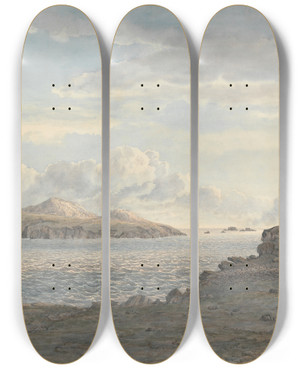 Triptych art skateboard deck of John Glover St Davids Head Pembrokeshire by John Glover (1767-1849)