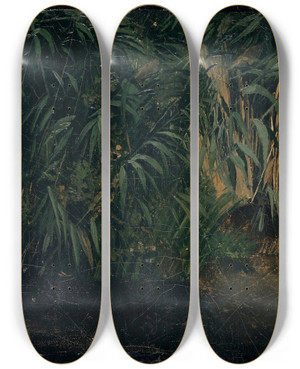 Triptych art skateboard deck of Arnold Bcklin Reed by Arnold Bocklin (1827-1901)