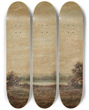 Triptych art skateboard deck of Ralph Albert Blakelock Yellow Light by Ralph Albert Blakelock (1847-1919)