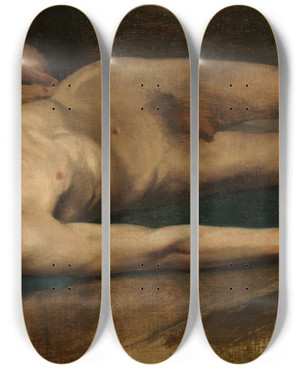 Triptych art skateboard deck of Edgar Degas Male Nude by Edgar Degas (1834-1917)